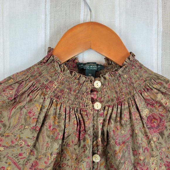 Ralph Lauren Jeans Co 100% Cotton Peasant Blouse Top Size‎ Extra Small - Picture 3 of 9